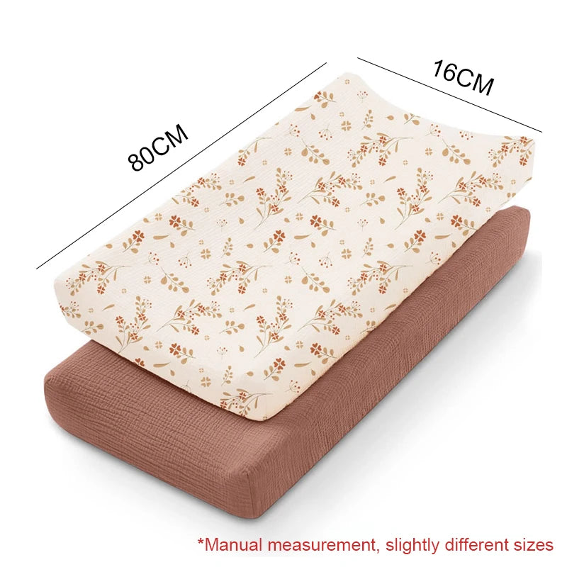 2PCS Diaper Changing Pad Cover Soft Breathable Cotton Newborn Baby Changing Mat Cover Solid Color Baby Shower Gifts