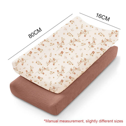 2PCS Diaper Changing Pad Cover Soft Breathable Cotton Newborn Baby Changing Mat Cover Solid Color Baby Shower Gifts