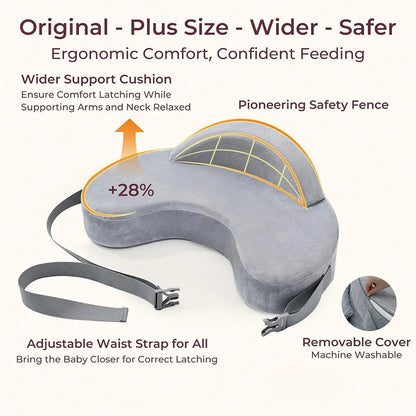 Nursing Pillow Enhanced Ergonomics Essential Breastfeeding Pillow Support For Mom & Baby W/ Convenient Side Pocket, Double Straps & slipcover