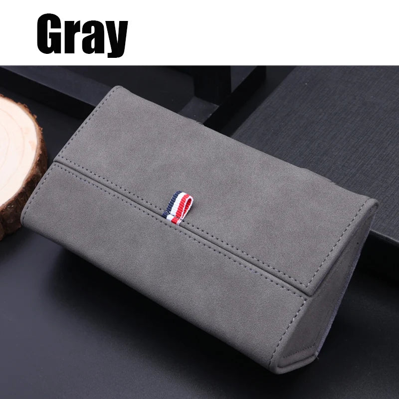 Car Sun Visor Suede Leather Sunglasses Case Microsoft Eyeglasses Hanger Car Glasses Holder Glasses Box Organizer Mount