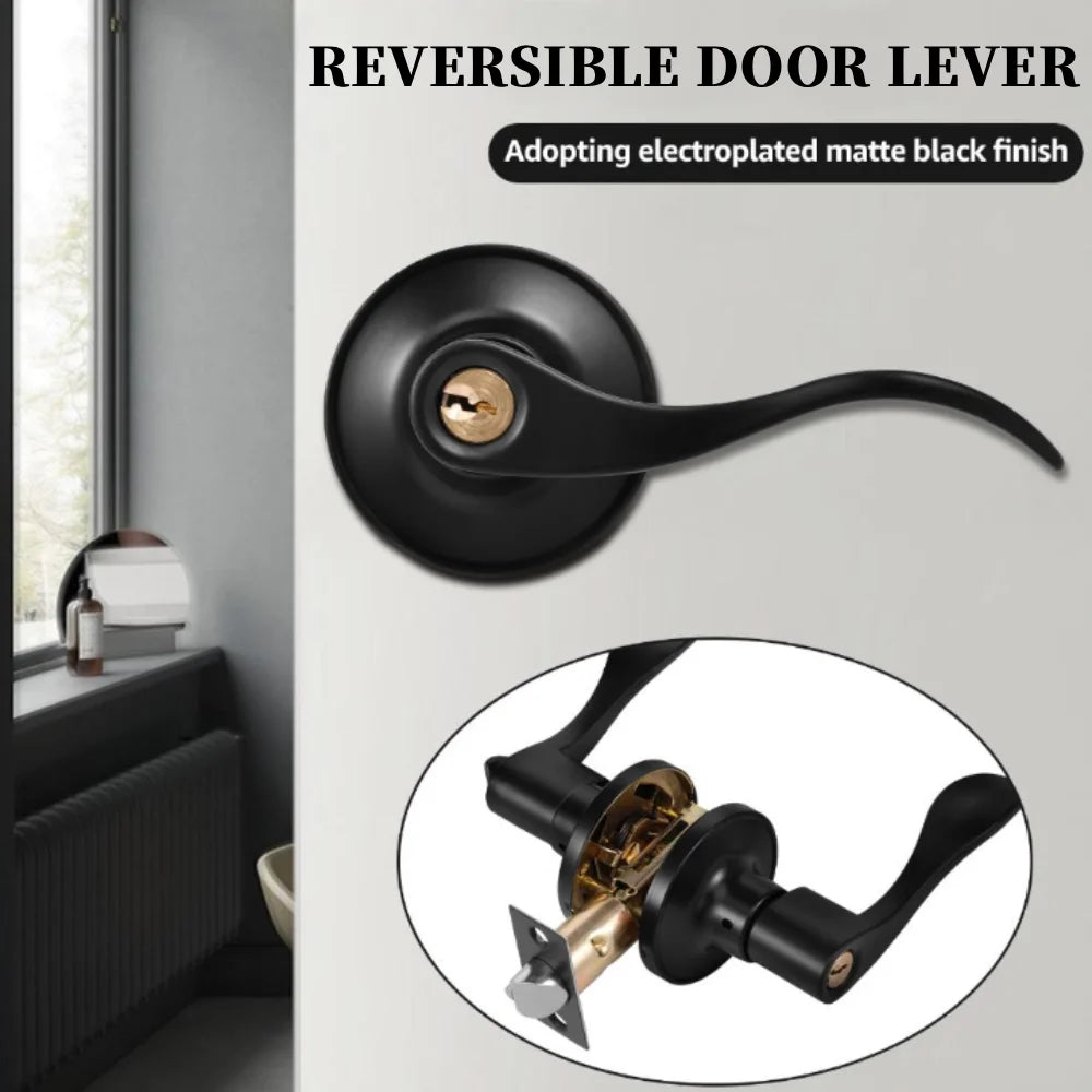 Wave Style Keyed Alike Entry Levers, Reversible Keyed Door Handles with Lock and Same Keys, Exterior Interior Entry Locks
