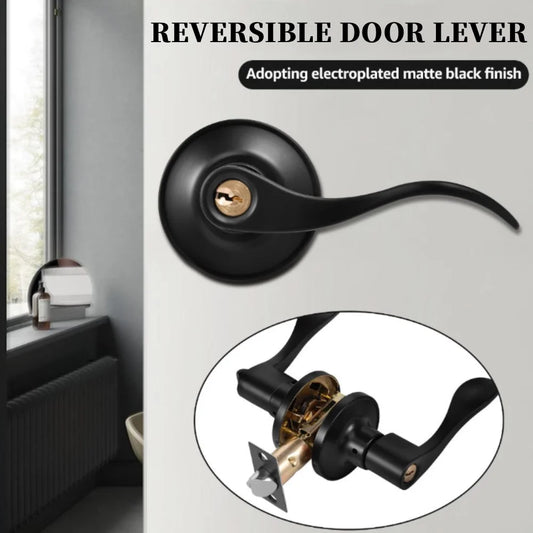 Wave Style Keyed Alike Entry Levers, Reversible Keyed Door Handles with Lock and Same Keys, Exterior Interior Entry Locks