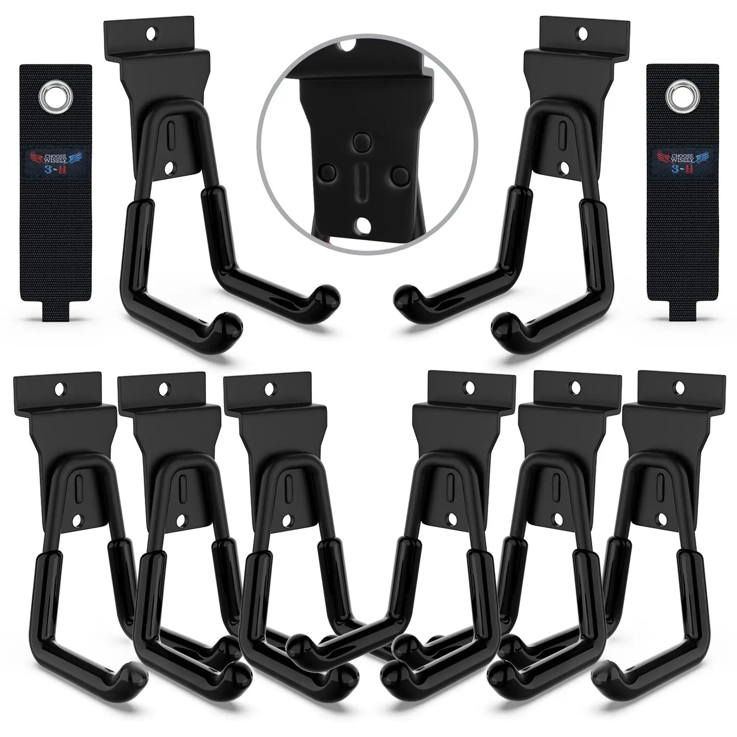 18 Pcs Garage Hooks Heavy Duty - Garage Storage and Organization Ladder Hooks with Non Slip PVC Coating for Hanging Bike，Ladder，Garden Tools，Hose