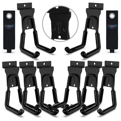 18 Pcs Garage Hooks Heavy Duty - Garage Storage and Organization Ladder Hooks with Non Slip PVC Coating for Hanging Bike，Ladder，Garden Tools，Hose