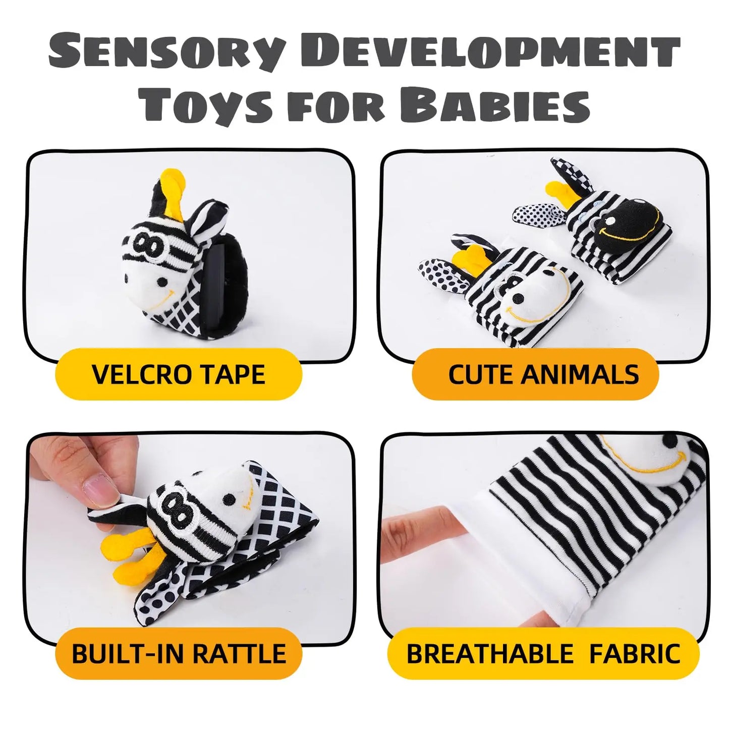 Baby Wrist Rattle Socks and Foot Finder Set, Perfect Baby Toys for 0-12 Months Newborn Boys and Girls As Shower Gifts
