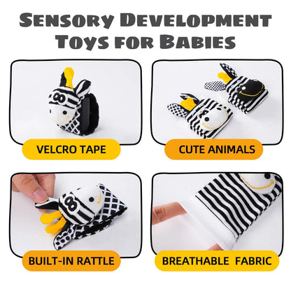 Baby Wrist Rattle Socks and Foot Finder Set, Perfect Baby Toys for 0-12 Months Newborn Boys and Girls As Shower Gifts