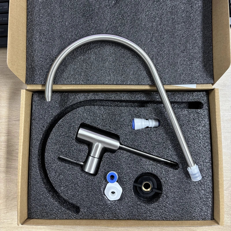 Water Filter Faucet Drinking Water Beverage Faucet 1/4"Kitchen Faucet Water Purifier Tap Drinking Tap Single Cold Water Sink Faucet Stainless Steel Filter Clean Water Faucet
