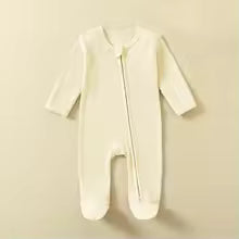 Baby Organic Cotton Pajamas Preemie Newborn One Piece Outfit Long Sleeve Footed Sleepwear