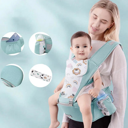 Baby Carrier with Hip Seat, Baby Carrier Newborn to Toddler, 6-in-1 Ways to Carry, All Seasons, Adjustable Baby Holder Carrier for Breastfeeding