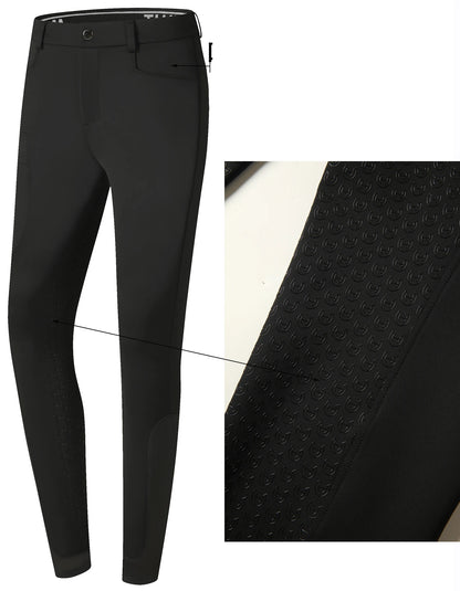 Professional Men's Equestrian Pants Full Silicone Anti-Slip Horse Riding Sports Pants Elastic Quick-Dry Horseback Riding Pants M