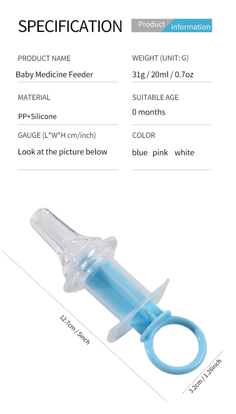 Baby Pacifier Feeder, Baby Liquid Medicine Dispenser, Anti-choking Silicone Needle Feeder Water Feeder, With Measuring 20ml Cup