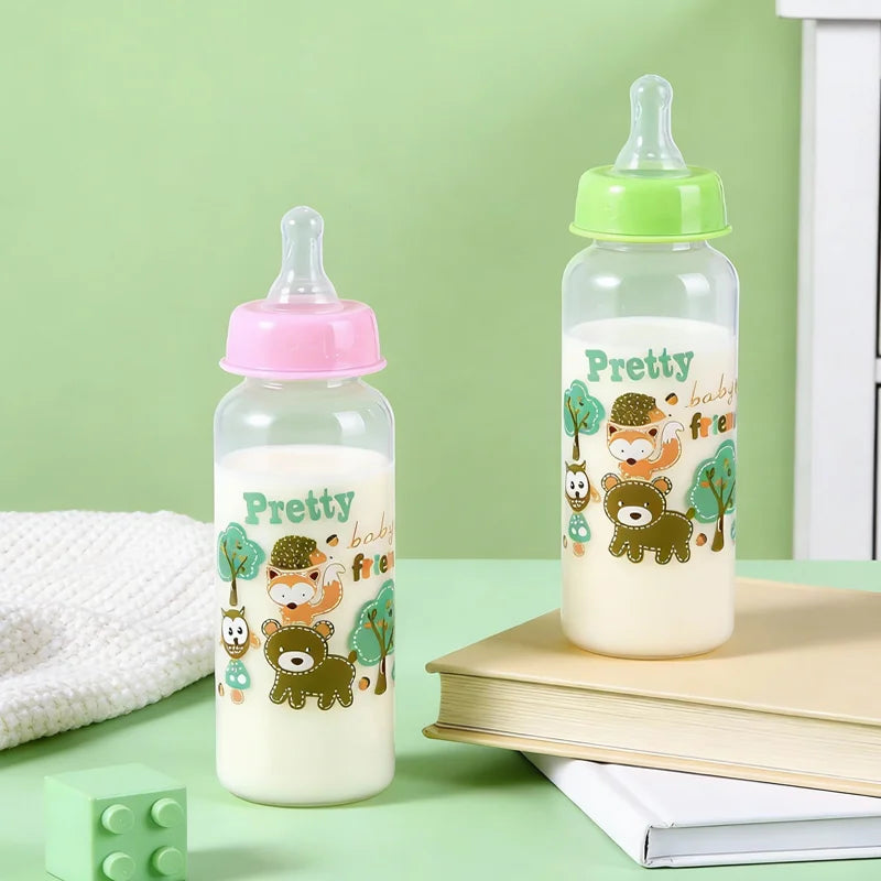 1PC Cute Animal Themed Baby Bottle Set with Food Grade Silicone Nipple Standard Caliber Anti-Drop Natural Touch for Infants