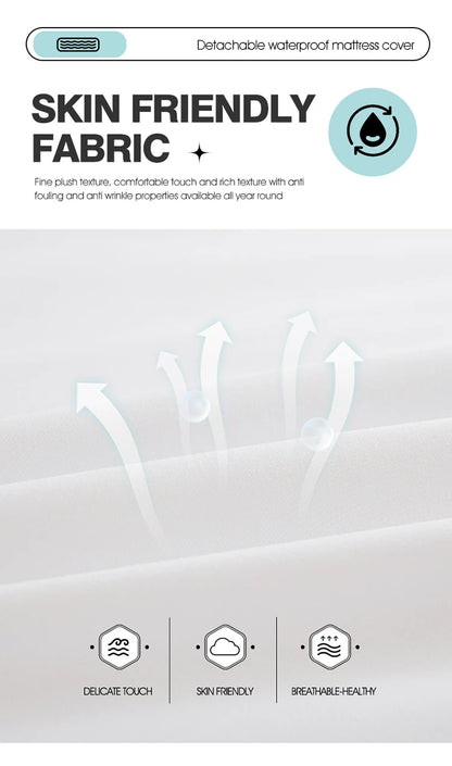 Waterproof Mattress Protector with Zipper Soft & Breathable & Noiseless Antibacterial, Anti-mite Mattress Cover , Queen/King