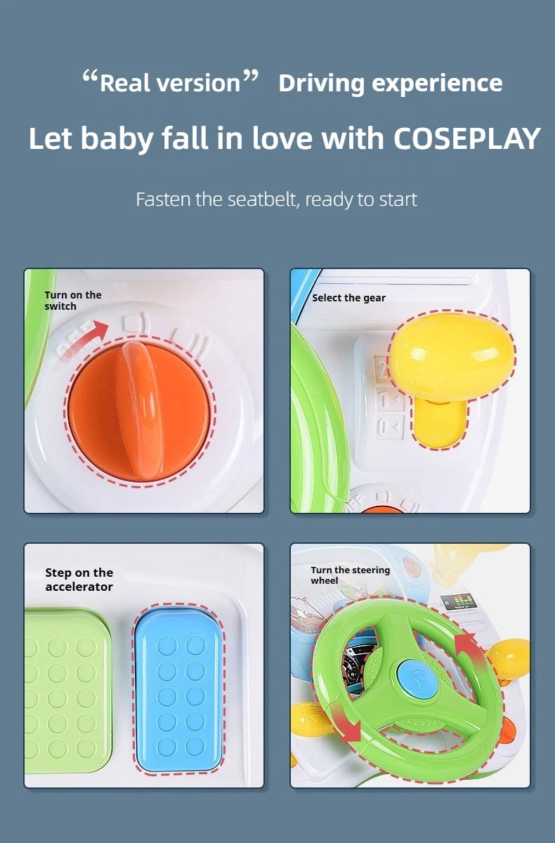 Child Simulation Music Simulated Driving Console Steering Wheel Toys Baby Driving Early Education Toys Intellectual Development