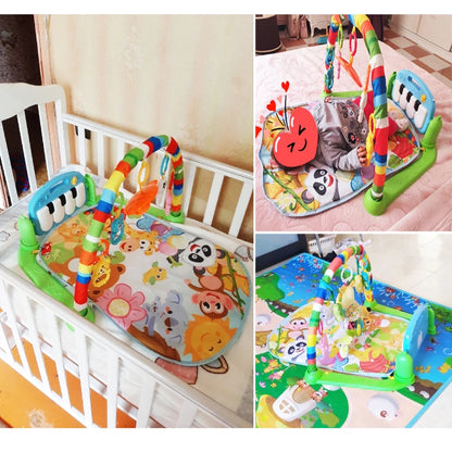 Baby Gym Play Mat, 8-in-1 Tummy Time Mat & Ball Pit with 6 Toys, Washable Baby Activity Mat for Visual, Hearing, Sensory, Motor Development, Babies Gift for Newborn Infant 0-3-6-9-12 Months