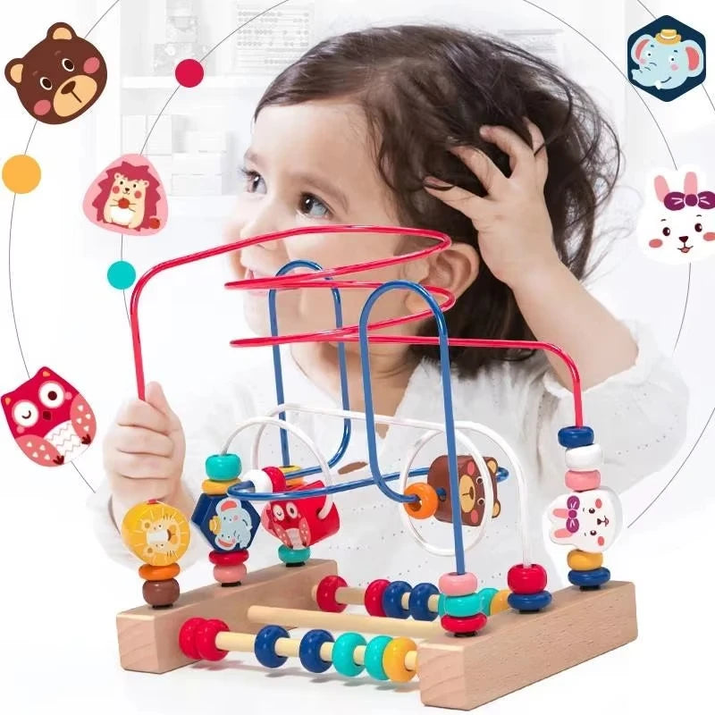 Montessori Baby Toys Wooden Roller Coaster Bead Maze Toddler Early Learning Educational Puzzle Math Toy for Children 1 2 3 Years