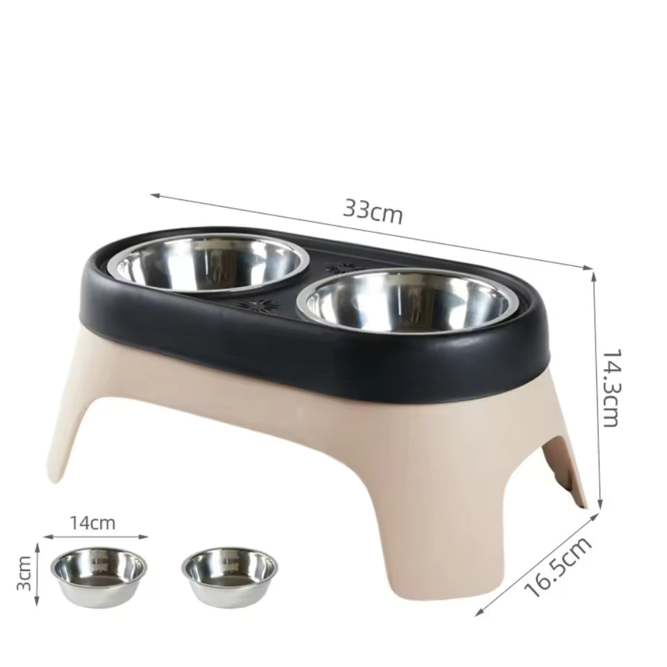 Dog Food Bowls Stainless Steel Dog Bowls, Double Bowl High Foot Leak Proof Pet Feeder Accessories