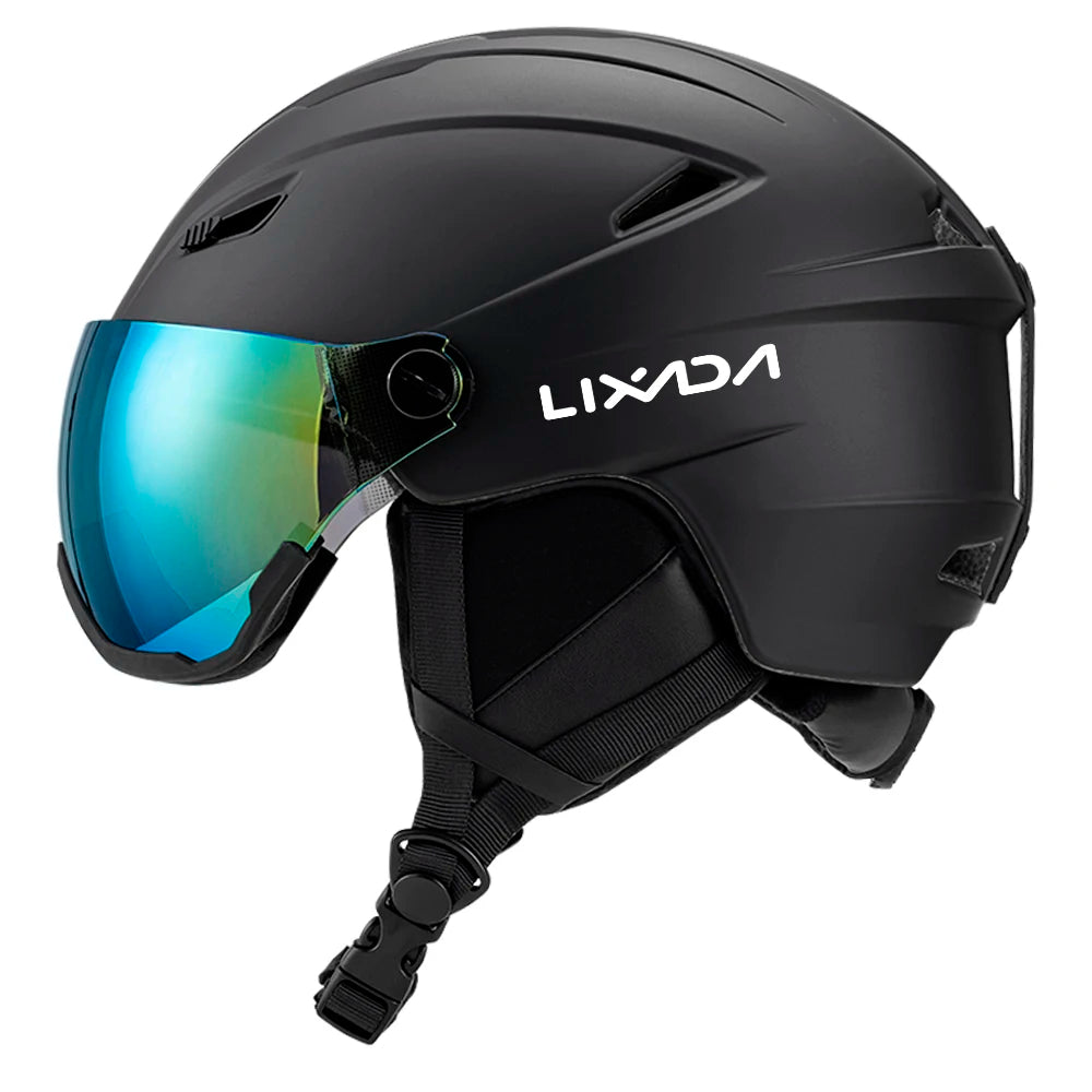 Snowboard Helmet with Ski Goggles, Ski Helmet and 2-in-1 Visor Detachable Goggles Set, Protective EPS Foam