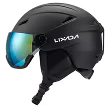 Snowboard Helmet with Ski Goggles, Ski Helmet and 2-in-1 Visor Detachable Goggles Set, Protective EPS Foam