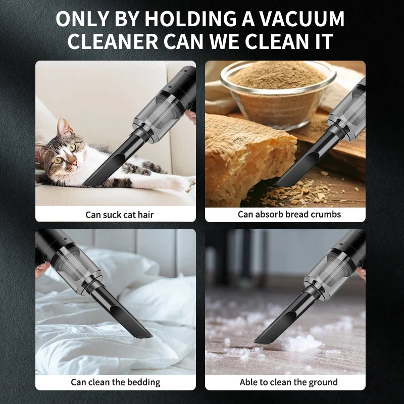 3-in-1 Vacuum Cleaner USB Charging Portable Suction And Blowing Function for Small Car And Household Use