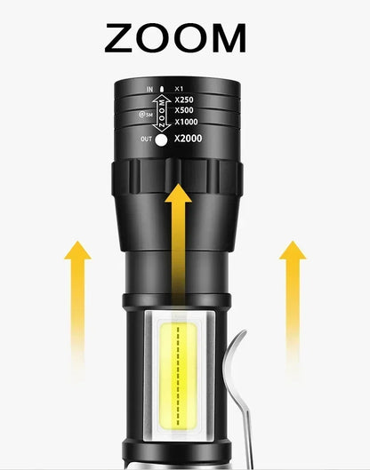 3 PCS Mini LED COB Flashlight Portable Rechargeable Torch with Pen Clip Zoomable Waterproof Light Tactical Lamp Camping Lantern
