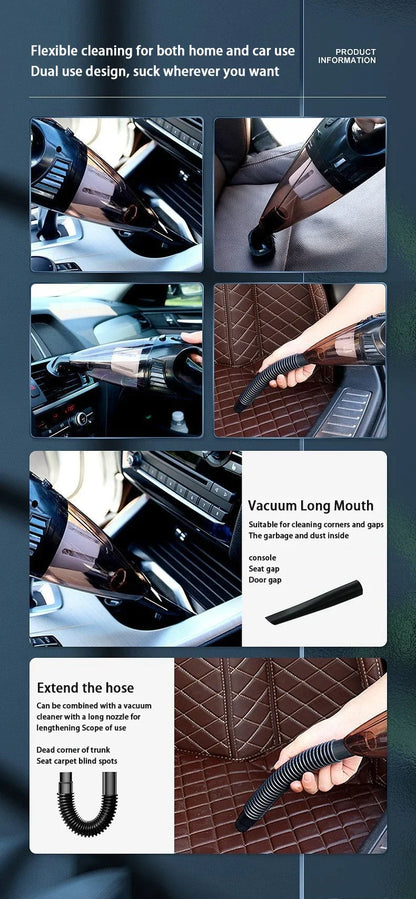 Wireless Car Vacuum Cleaner Portable Handheld - Dual Use for Home and Car Power Cord