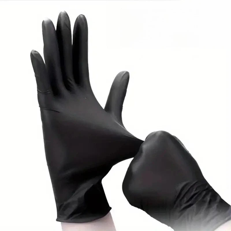 20/50/100PCS Disposable Nitrile Exam Gloves for Auto, Tattoo, Dentistry, Catering, 4.3 mil - XL, Black (Case of 1000)