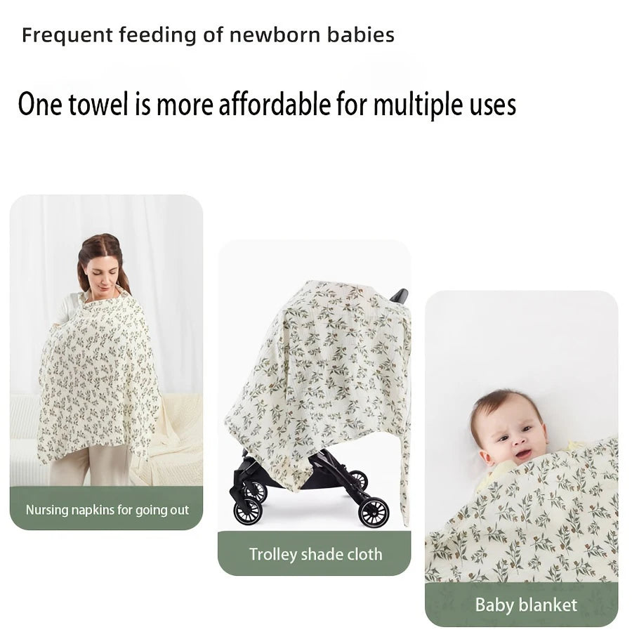 1Pc Gauze Nursing Cover, Nursing Apron, Multi-Purpose Car Seat Stroller Cover, Multi-Color Optional, Breathable 100% Nursing Cover Cloth Artifact, Outdoor Anti-Exposure Nursing Towel When Going Out. Perfect Gift for Mom.
