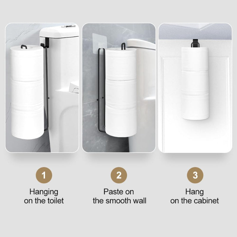 Freestanding Toilet Paper Holder with Storage – Holds 3 Spare Rolls, Heavy-Duty Steel, Chrome Finish, Easy Assembly, Space-Saving Bathroom Organizer