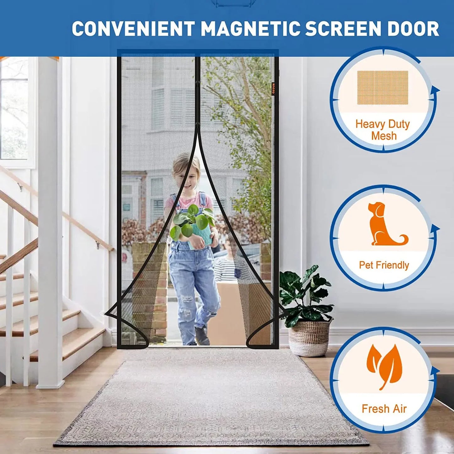Magnetic Screen Door Fits Door Curtain Anti Mosquito Insect Fly Bug Automatic Closing Household Ventilation Door Curtain