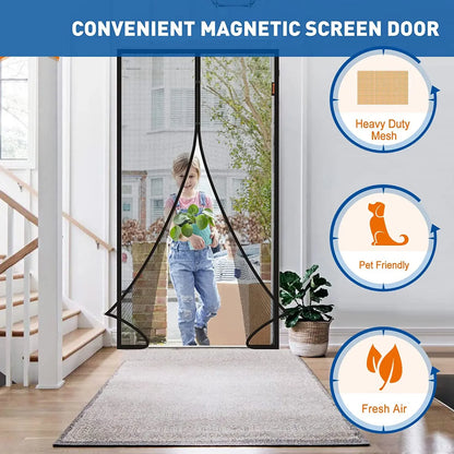 Magnetic Screen Door Fits Door Curtain Anti Mosquito Insect Fly Bug Automatic Closing Household Ventilation Door Curtain