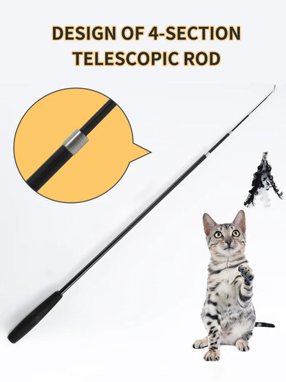 Cat Play Long Extendable Pole Cat Toy with Artificial Feathers Pet Supplies for Cats Pet Toy