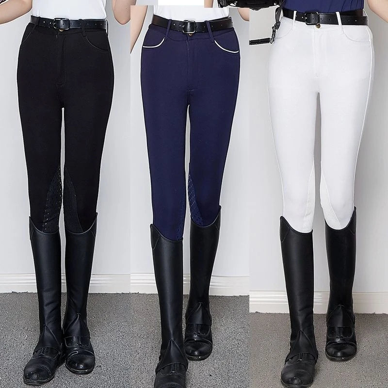 Summer Breathable Horse Riding Pants Adults High Waist Stretch Slim Fit Breeches Comfy Silicone Non-slip Tights Equestrian Pants