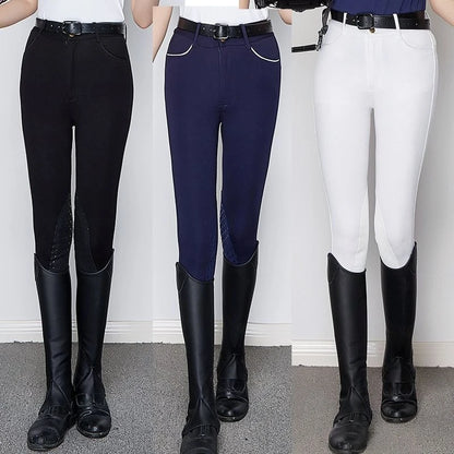 Summer Breathable Horse Riding Pants Adults High Waist Stretch Slim Fit Breeches Comfy Silicone Non-slip Tights Equestrian Pants