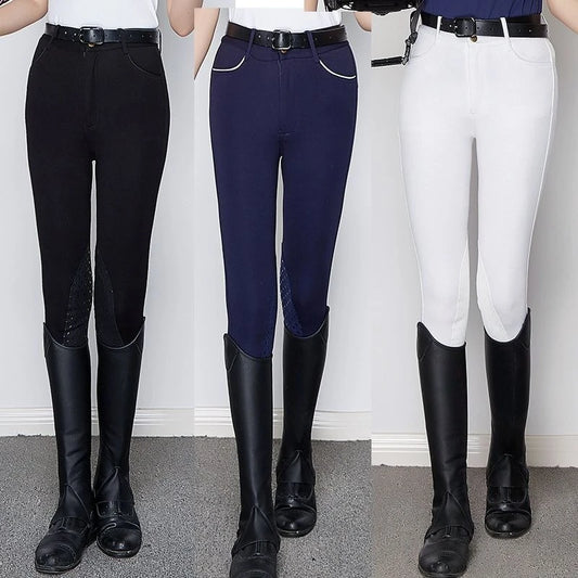 Summer Breathable Horse Riding Pants Adults High Waist Stretch Slim Fit Breeches Comfy Silicone Non-slip Tights Equestrian Pants