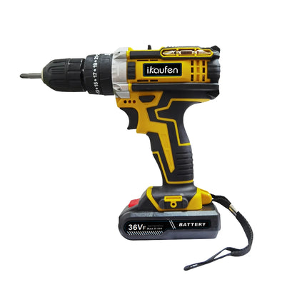 Cordless Drill: Multifunctional 21V rechargeable impact drill lithium battery cross-border flashlight gun drill electric screwdriver electric dr