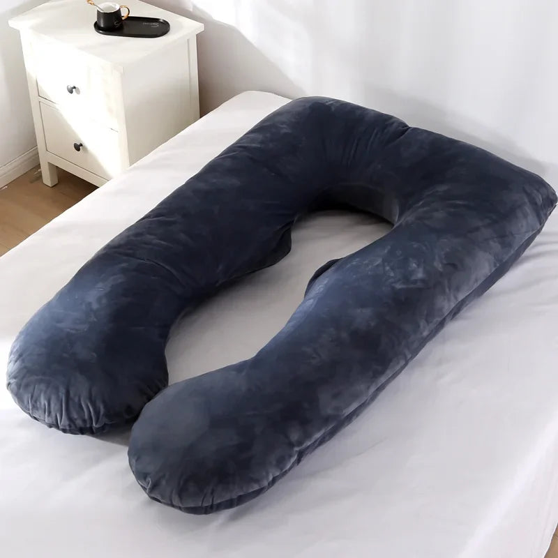 140x70cm 3000g 6.6lb Soft Pregnant Pillow U Type Lumbar Pillow Multi Function Side Protect Cushion for Pregnancy Women  velvet