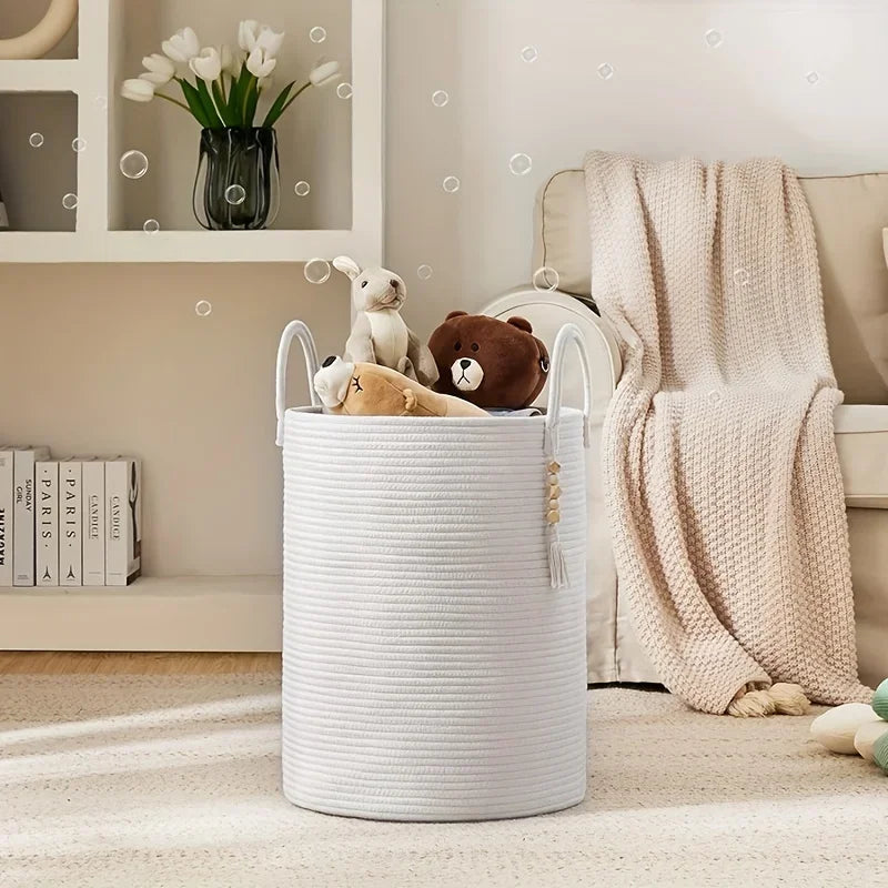Large Storage Basket for Organizing, Woven Rope Basket for Shelves, Closet Organizer Bins for Clothes, Blanket, Toys, Baby Nursery Storage
