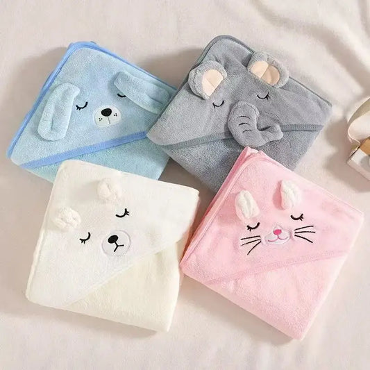 Hooded Baby Towels, Soft Baby Towels, Absorbent Baby Bath Towels Toddler Bathrobe Infant Bath Towel Boy Girl Blankets Swaddle With Hood Cartoon Coral Fleece Towel Blanket Newborn Kids Bedding