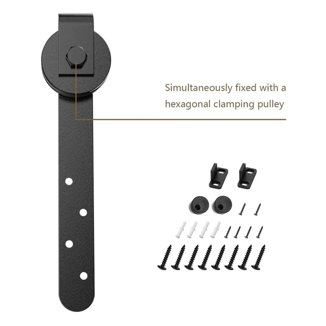 Heavy Duty Sturdy Sliding Barn Door Hardware Kit-Smoothly and Quietly-includes Detailed Installation Hardware Kits For Cabinet Doors Rail Set Smooth Silent Easy Installation