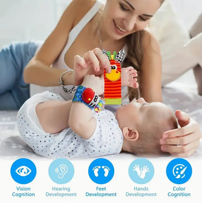 Baby Wrist Rattle Socks and Foot Finder Set, Perfect Baby Toys for 0-12 Months Newborn Boys and Girls As Shower Gifts