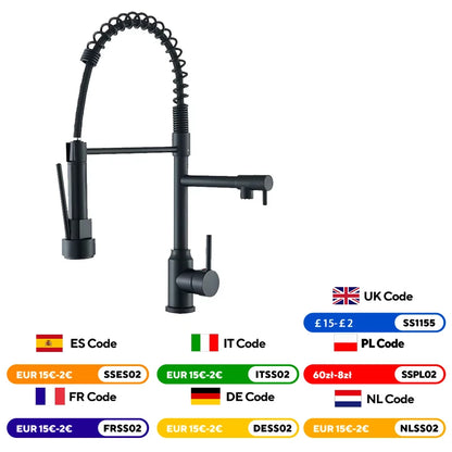 Kitchen Faucet with Pull Down Sprayer, Commercial Single Handle Stainless Steel Kitchen Faucets with Deck Plate