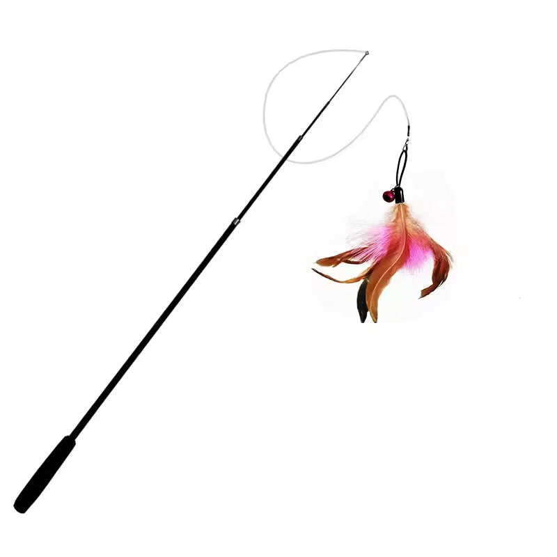 Cat Play Long Extendable Pole Cat Toy with Artificial Feathers Pet Supplies for Cats Pet Toy