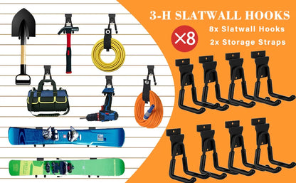 18 Pcs Garage Hooks Heavy Duty - Garage Storage and Organization Ladder Hooks with Non Slip PVC Coating for Hanging Bike，Ladder，Garden Tools，Hose