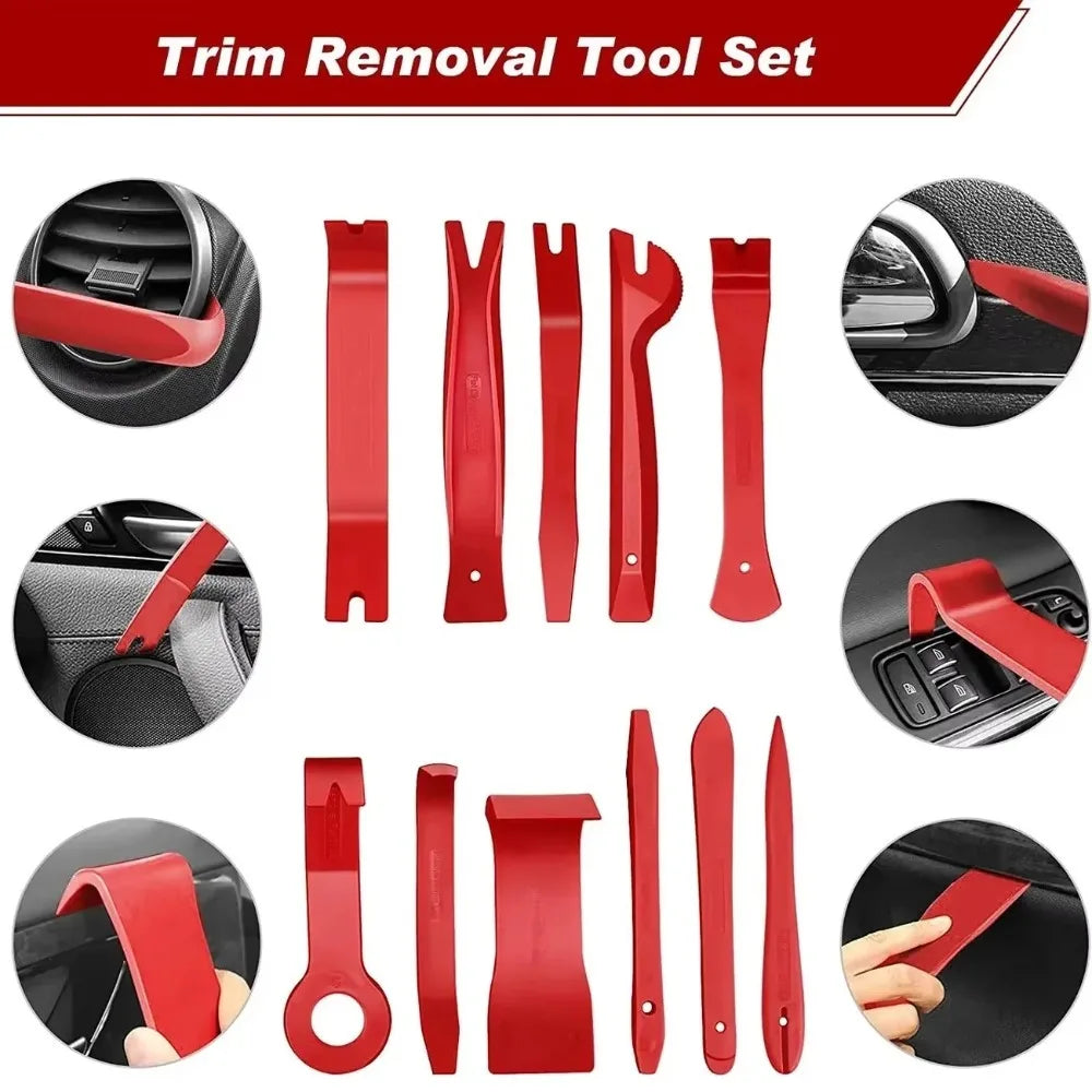 19Pcs Trim Removal Tool Set Clip Plier Upholstery Remover Nylon Car Panel Removal Set with Portable Storage Bag