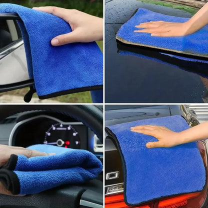 1-5pcs Microfiber Car Washing Towel Soft Quick Drying Windows Mirrors Wiping Rags Home Double Layer Cleaning Cloths 400GSM