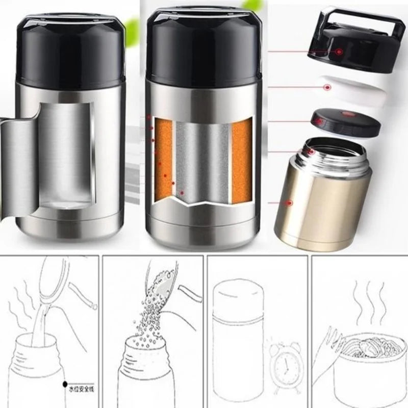 Large Capacity 800ML/1000ML Thermos Lunch Box Portable Stainless Steel Food Soup Containers Vacuum Flasks Thermoses Cup