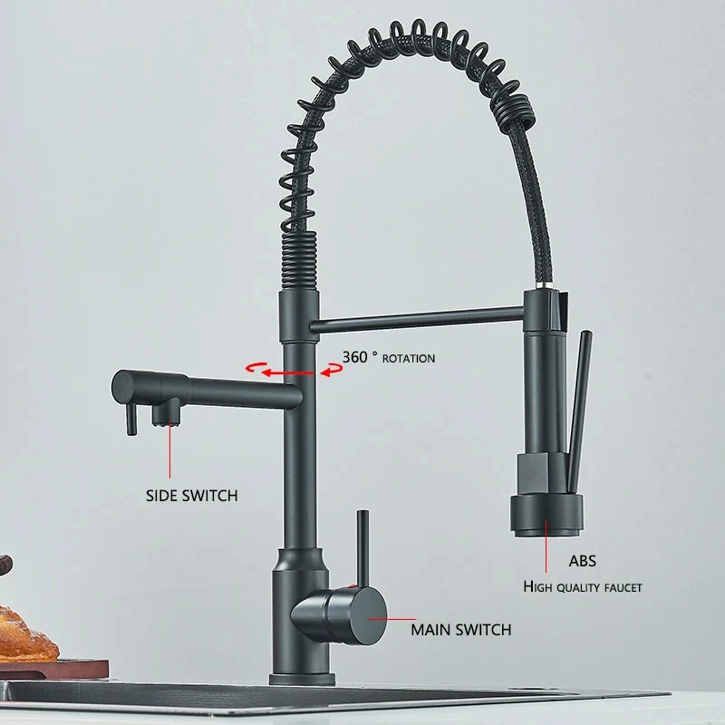 Kitchen Faucet with Pull Down Sprayer, Commercial Single Handle Stainless Steel Kitchen Faucets with Deck Plate