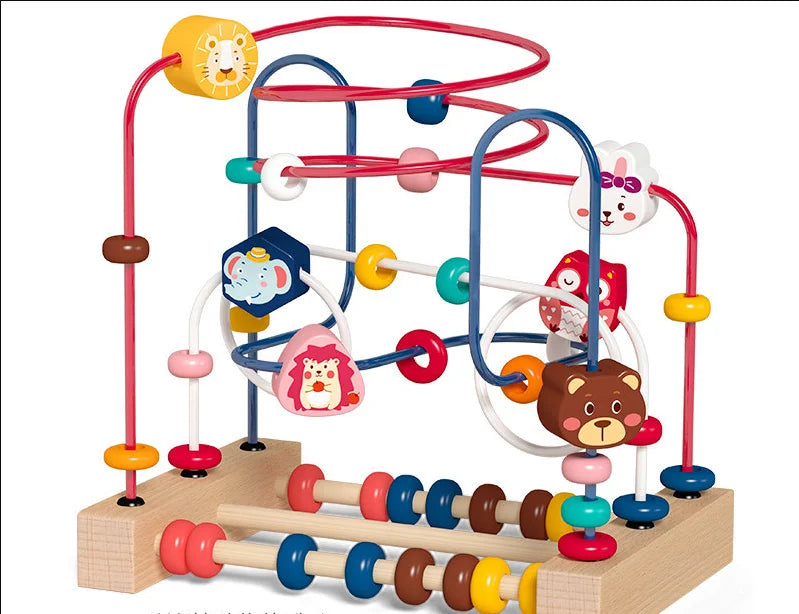 Montessori Baby Toys Wooden Roller Coaster Bead Maze Toddler Early Learning Educational Puzzle Math Toy for Children 1 2 3 Years