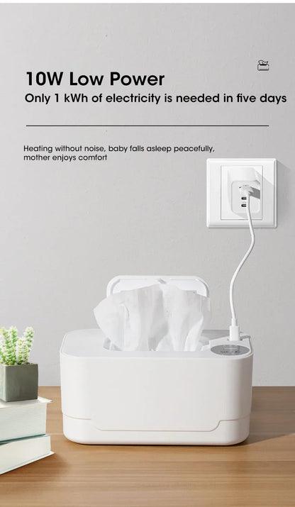 Baby Wipe Warmer Heater with LED Display Wet Towel Dispenser Portable USB Charge Baby Wipe Warmer Napkin Heating Box Home/Car Use